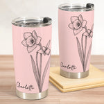 Custom Birth Flower & Name New Version For Friends, Coworkers, Daughters, Sisters - Personalized Tumbler Cup