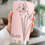 Custom Birth Flower & Name New Version For Friends, Coworkers, Daughters, Sisters - Personalized Tumbler Cup