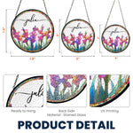 Custom Birth Flower & Name - Personalized Stained Glass Window Hanging Suncatcher