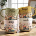 Custom Birth Flower & Name Pottery Mug - Gifts For Baseball Fans Baseball Lovers - Personalized Mug