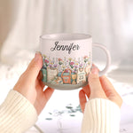 Custom Birth Flower & Name Pottery Mug - Gifts For Baseball Fans Baseball Lovers - Personalized Mug