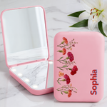 Custom Birth Flower & Name Shadow Text - Personalized Mirror