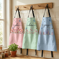 Custom Birth Flower & Name, Floral Gifts For Her, Friends, Daughter, Mom, Grandma - Personalized Apron