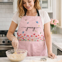 Custom Birth Flower & Name, Floral Gifts For Her, Friends, Daughter, Mom, Grandma - Personalized Apron