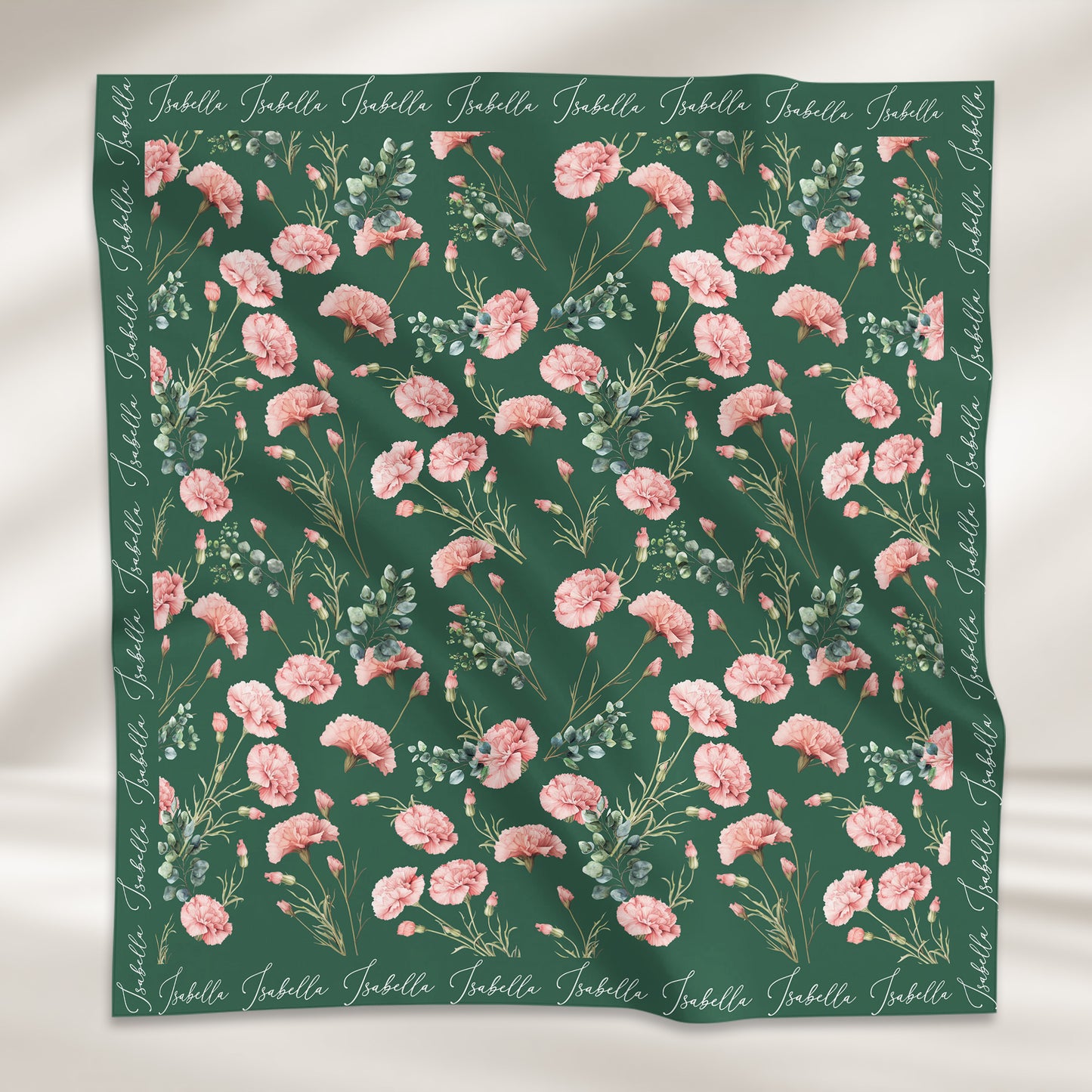 Custom Birth Flower & Names For Her, Friends, Sisters, Wife, Daughter, Mom Soft Satin - Personalized Scarf