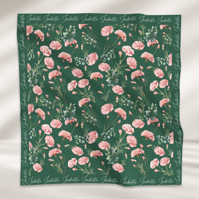 Custom Birth Flower & Names For Her, Friends, Sisters, Wife, Daughter, Mom Soft Satin - Personalized Scarf