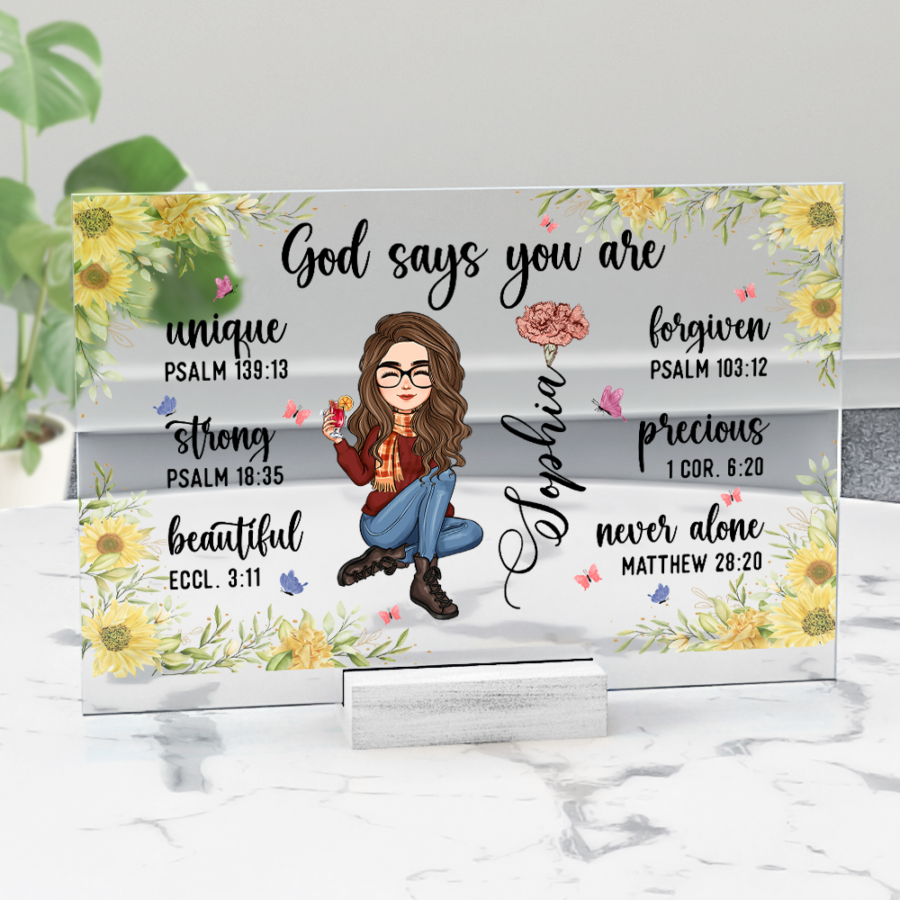 Custom Birth Flower & Names - Gifts For Daughter, Son, Grandkid - Personalized Acrylic Photo Plaque