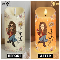 Custom Birth Flower & Names - Gifts For Daughter, Son, Grandkid - Personalized LED Candle