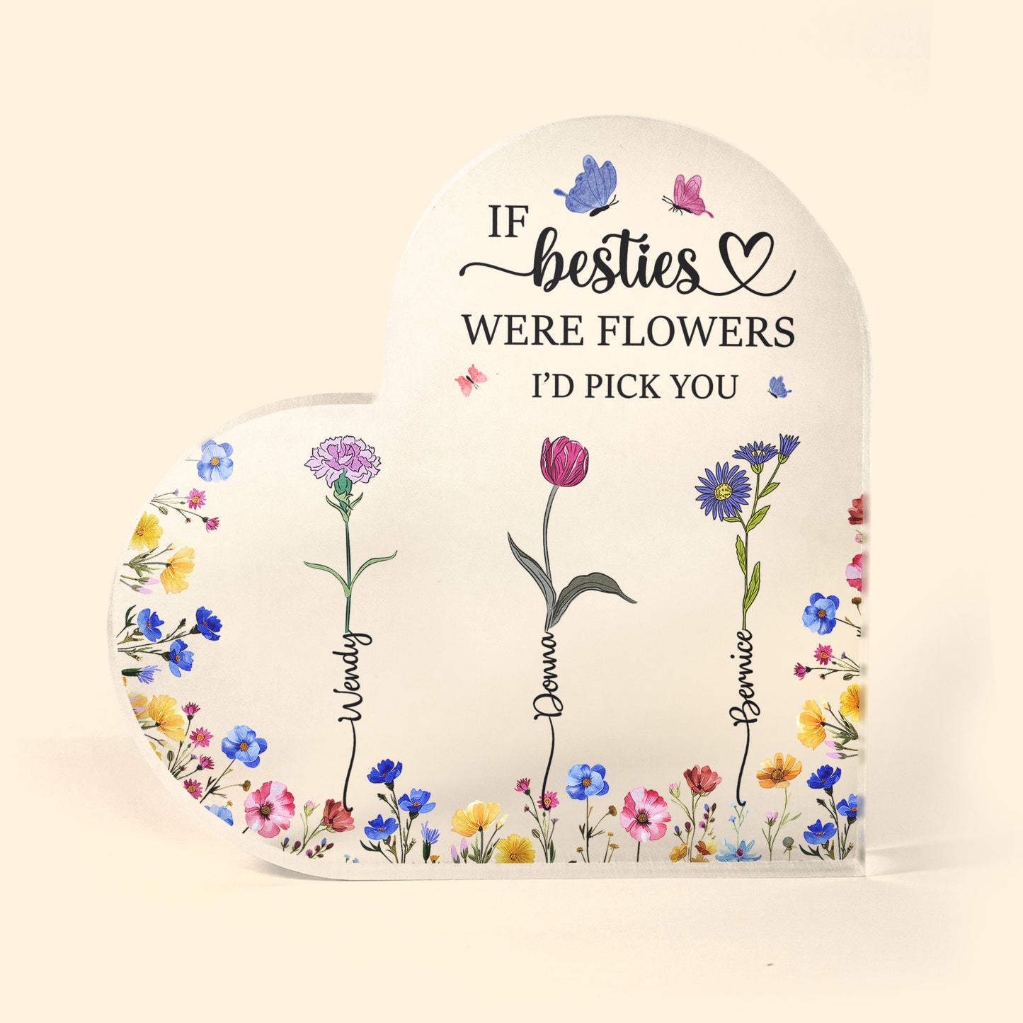 Custom Birth Flowers - Gifts For Besties, Friends, Sisters - Personalized Acrylic Plaque