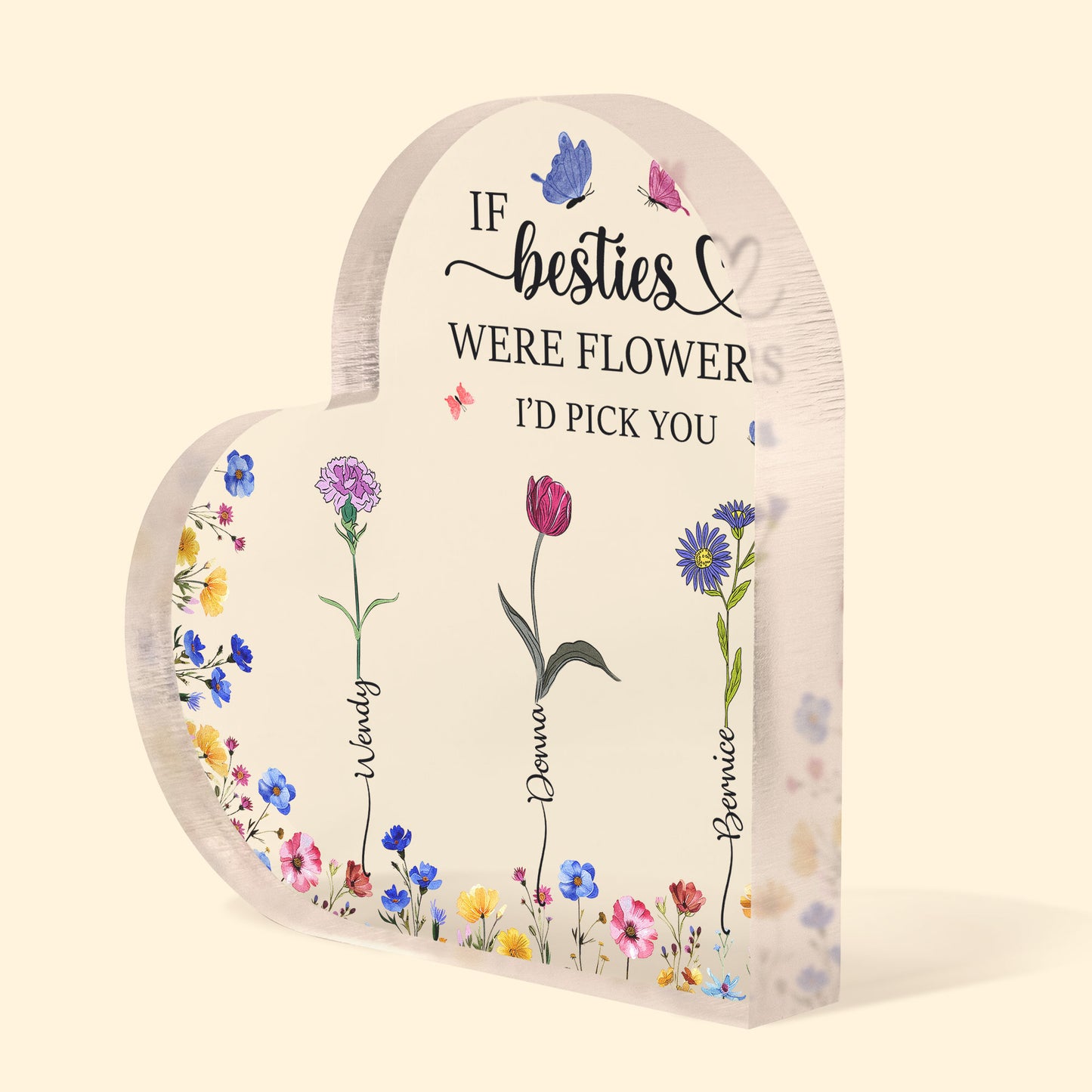 Custom Birth Flowers - Gifts For Besties, Friends, Sisters - Personalized Acrylic Plaque