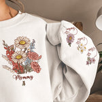 Custom Birth Month Flower On Sleeves For Mom, Grandma - Personalized Sweatshirt