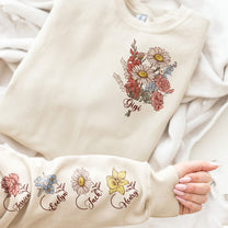Custom Birth Month Flower On Sleeves For Mom, Grandma - Personalized Sweatshirt