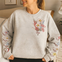 Custom Birth Month Flower On Sleeves For Mom, Grandma - Personalized Sweatshirt
