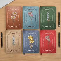 Custom Birth Month Flowers Notes - Personalized Leather Journal