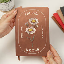 Custom Birth Month Flowers Notes - Personalized Leather Journal