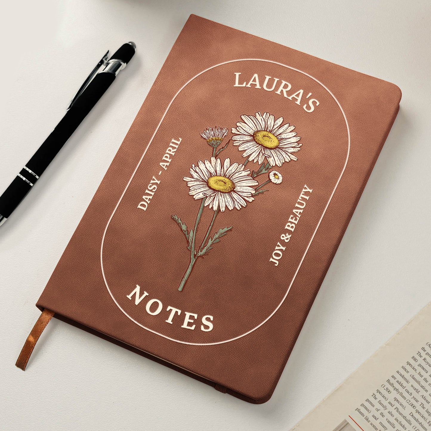 Custom Birth Month Flowers Notes - Personalized Leather Journal