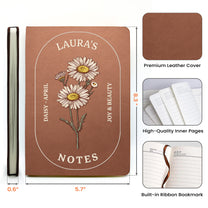 Custom Birth Month Flowers Notes - Personalized Leather Journal