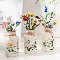 Custom Birth Month & Zodiac Star Sign For Her, Daughter, Wife, Sister - Personalized Ceramic Vase (Vase Only, Flowers Excluded)