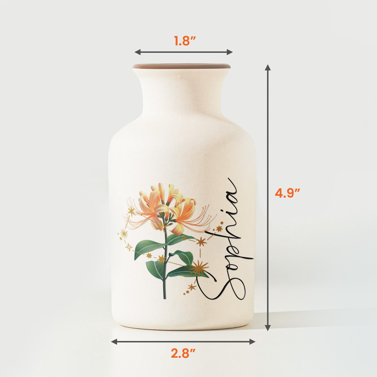 Custom Birth Month & Zodiac Star Sign For Her, Daughter, Wife, Sister - Personalized Ceramic Vase (Vase Only, Flowers Excluded)