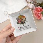 Custom Boho Birth Flowers Sisterhood, Friendship Bouquet Gifts For Sisters, Friends, Besties - Personalized Jewelry Dish