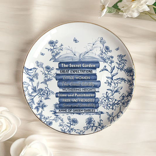 Custom Bookshelf Chinoiserie Toile De Jouy - Personalized Jewelry Dish