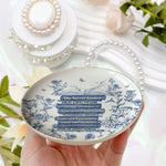 Custom Bookshelf Chinoiserie Toile De Jouy - Personalized Jewelry Dish