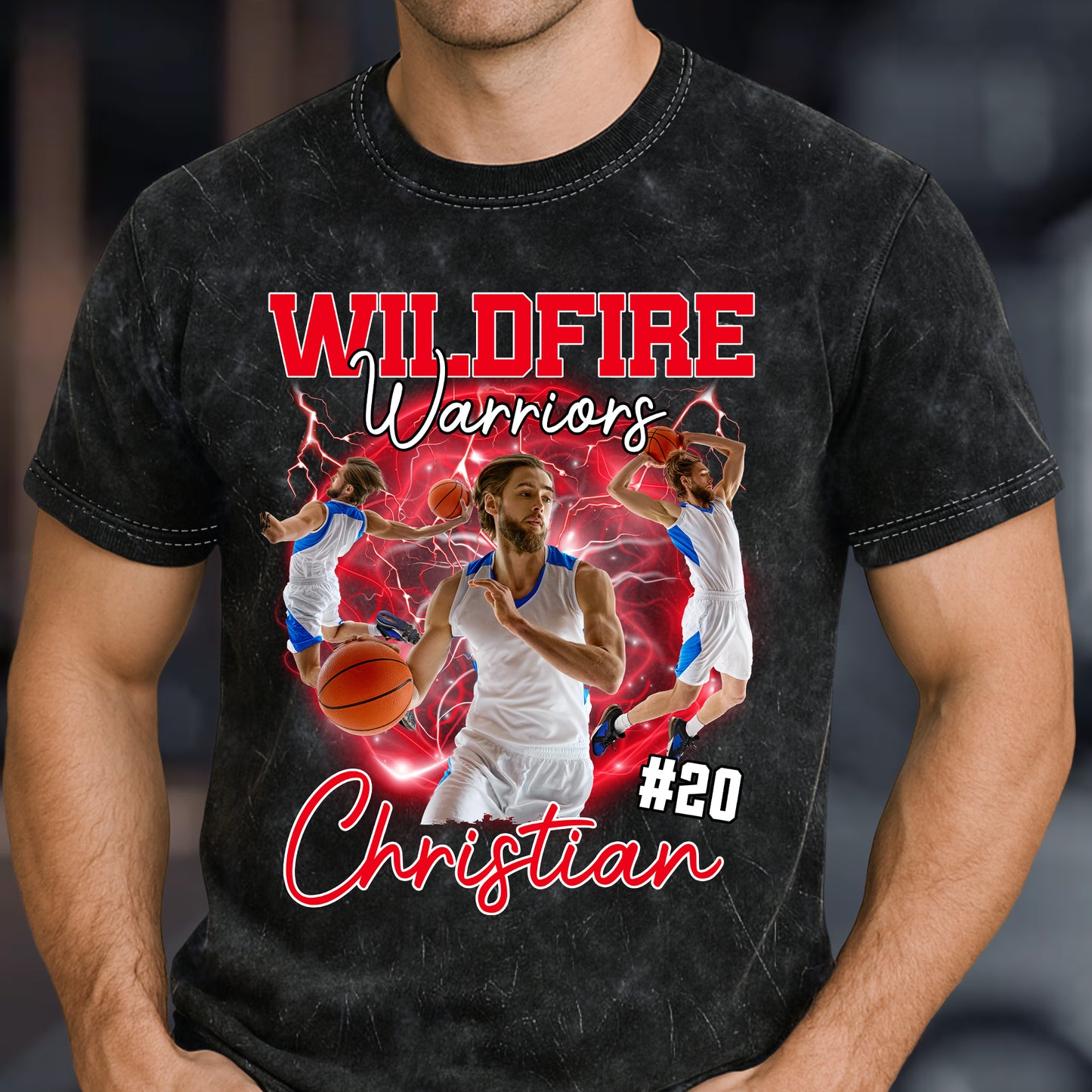 Custom Bootleg Photo For Sport Players - Personalized Photo Acid Wash T‑Shirt