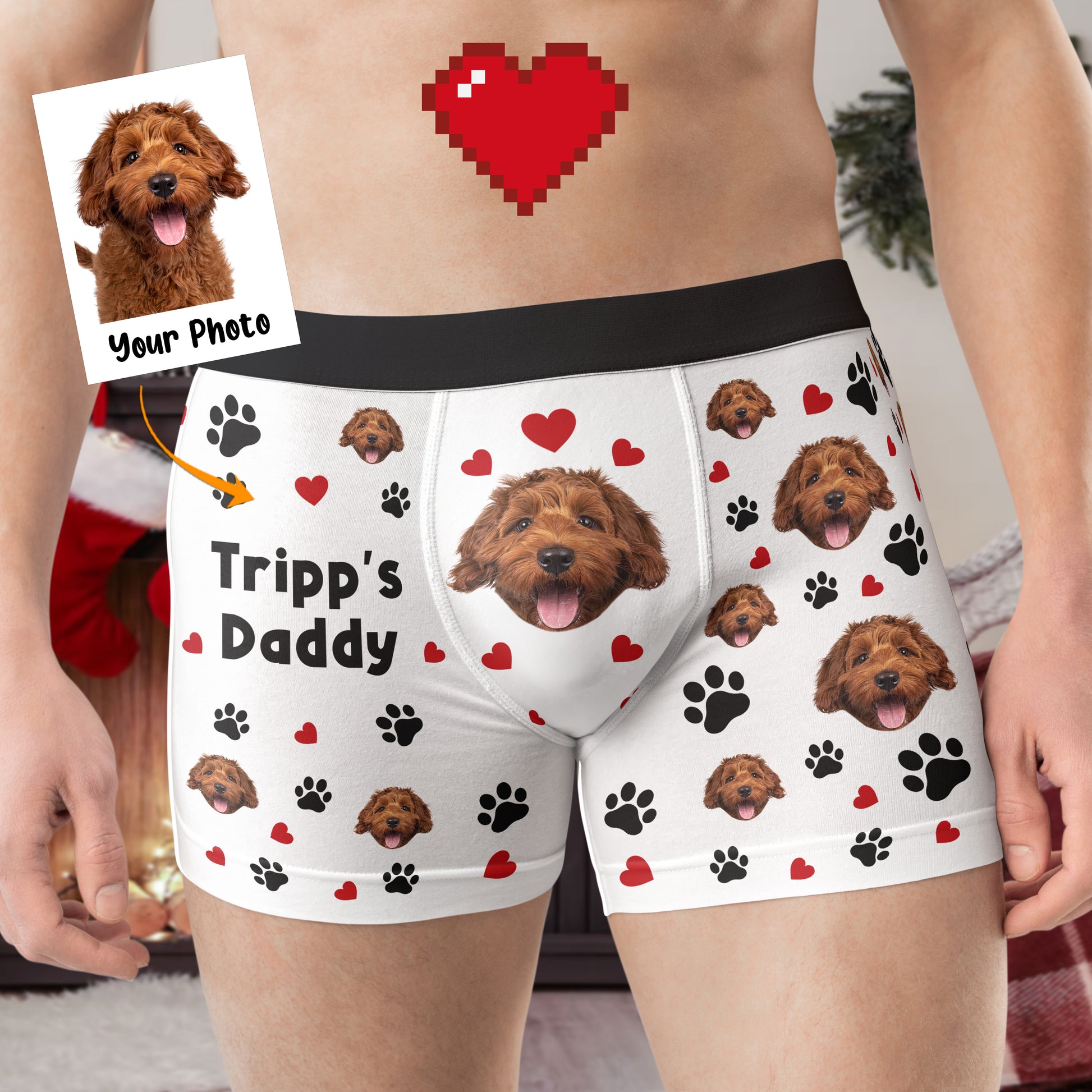 Custom Boxers With Pet Face Photo - Personalized Photo Men's Boxer