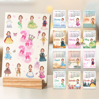 Custom Calendar For Princess Kid - Personalized Photo Easel Calendar