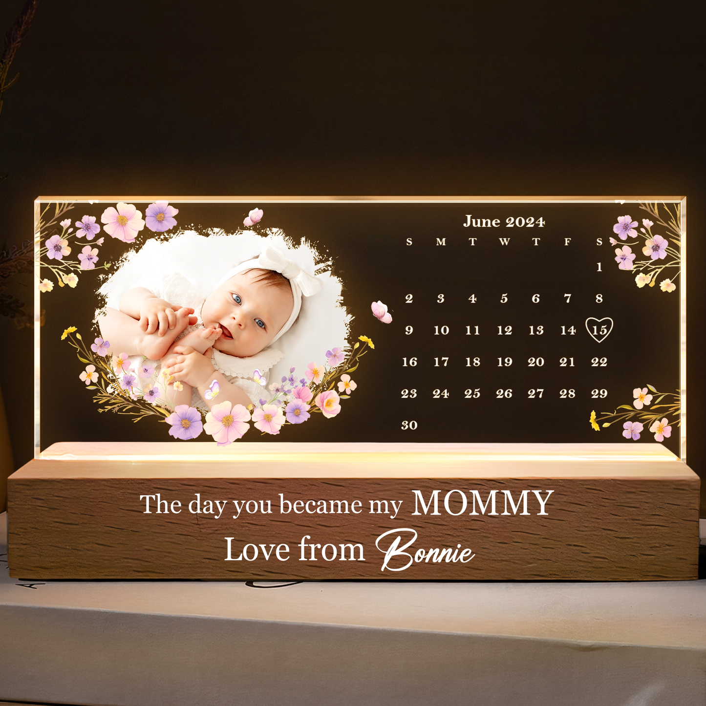 Custom Calendar The Day You Became My Parents - Personalized Photo LED Night Light