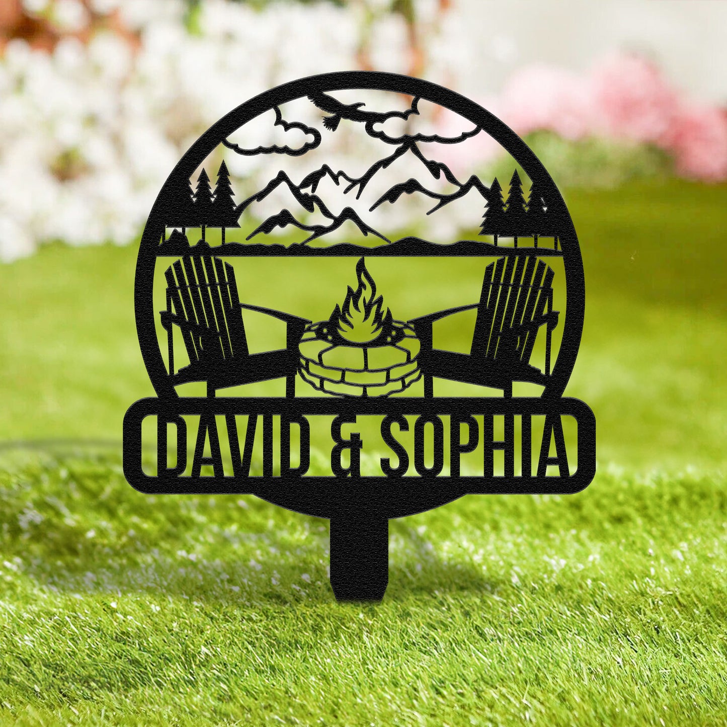 Custom Camping Couple - Personalized Metal Garden Stake