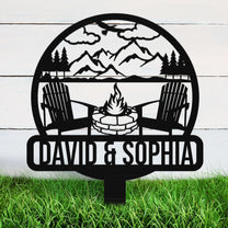 Custom Camping Couple - Personalized Metal Garden Stake