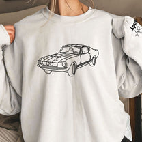 Custom Car Drive Safe Daddy Line Drawing - Personalized Photo Embroidered Sweatshirt