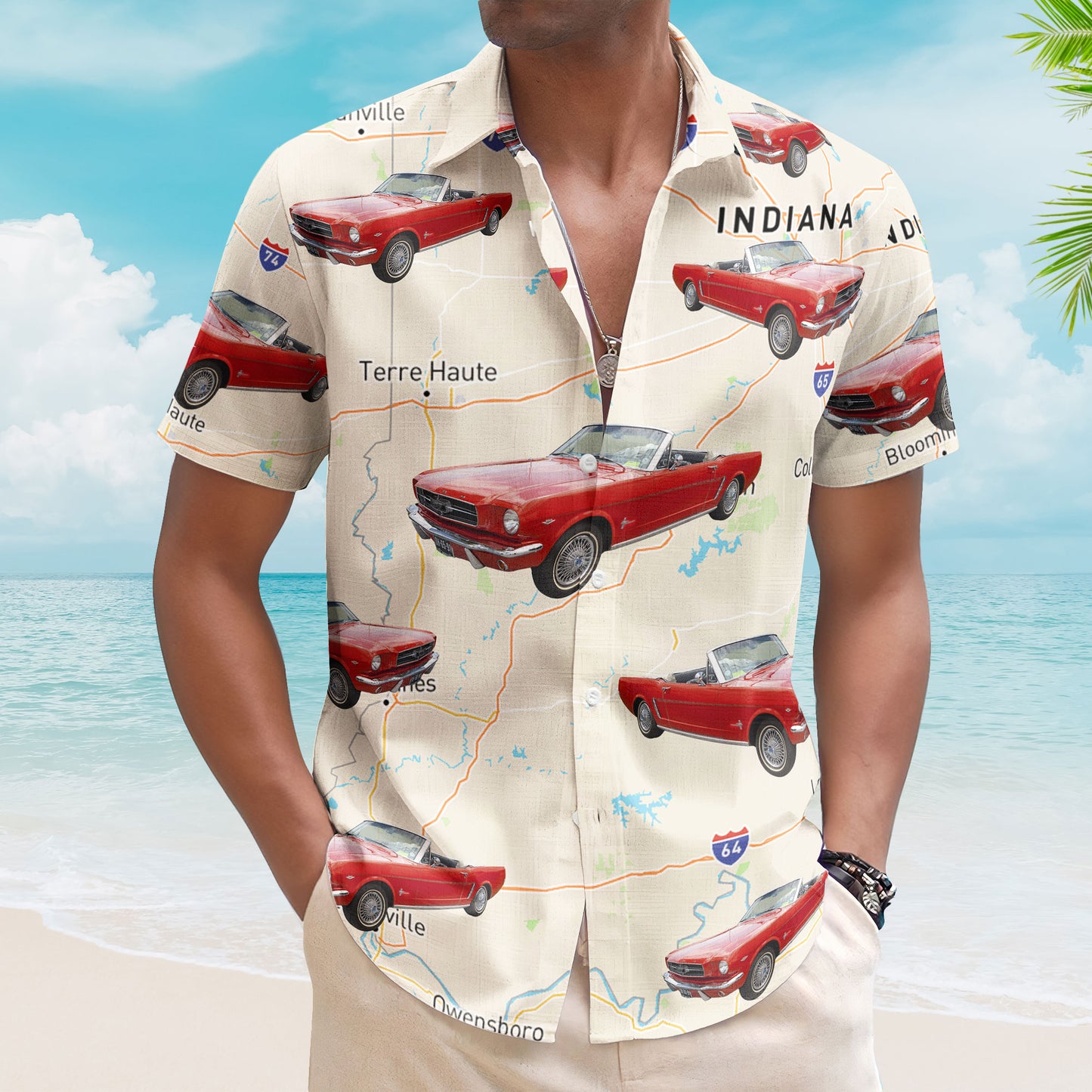 Custom Car Photo And Map - Personalized Photo Hawaiian Shirt