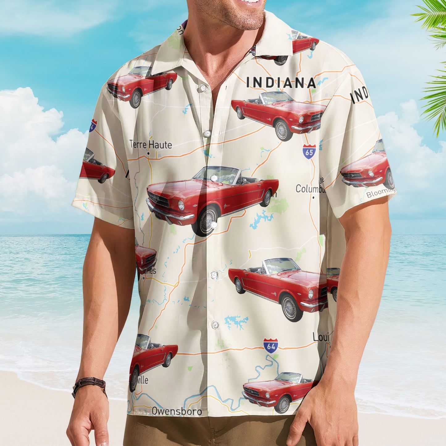 Custom Car Photo And Map - Personalized Photo Hawaiian Shirt