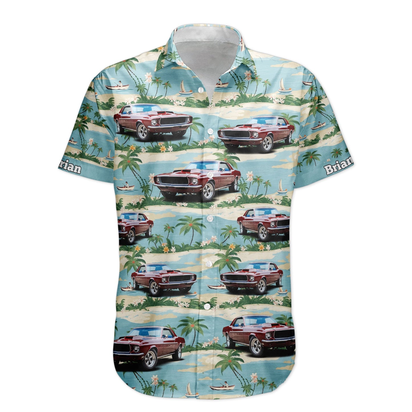 Custom Car Photo Beach Palm Tree Vintage Aloha Shirts - Custom Photo Hawaiian Shirts