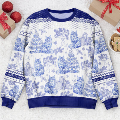 Custom Cat Breeds Christmas Tree - Toile De Jouy - Personalized Ugly Sweater