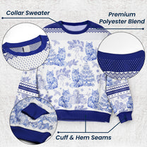 Custom Cat Breeds Christmas Tree - Toile De Jouy - Personalized Ugly Sweater