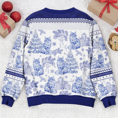 Custom Cat Breeds Christmas Tree - Toile De Jouy - Personalized Ugly Sweater