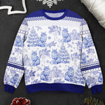 Custom Cat Breeds Christmas Tree - Toile De Jouy - Personalized Ugly Sweater