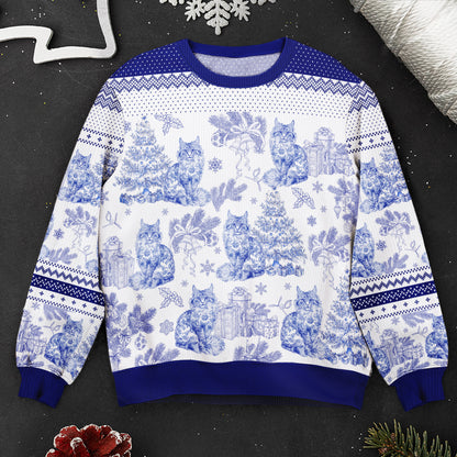 Custom Cat Breeds Christmas Tree - Toile De Jouy - Personalized Ugly Sweater