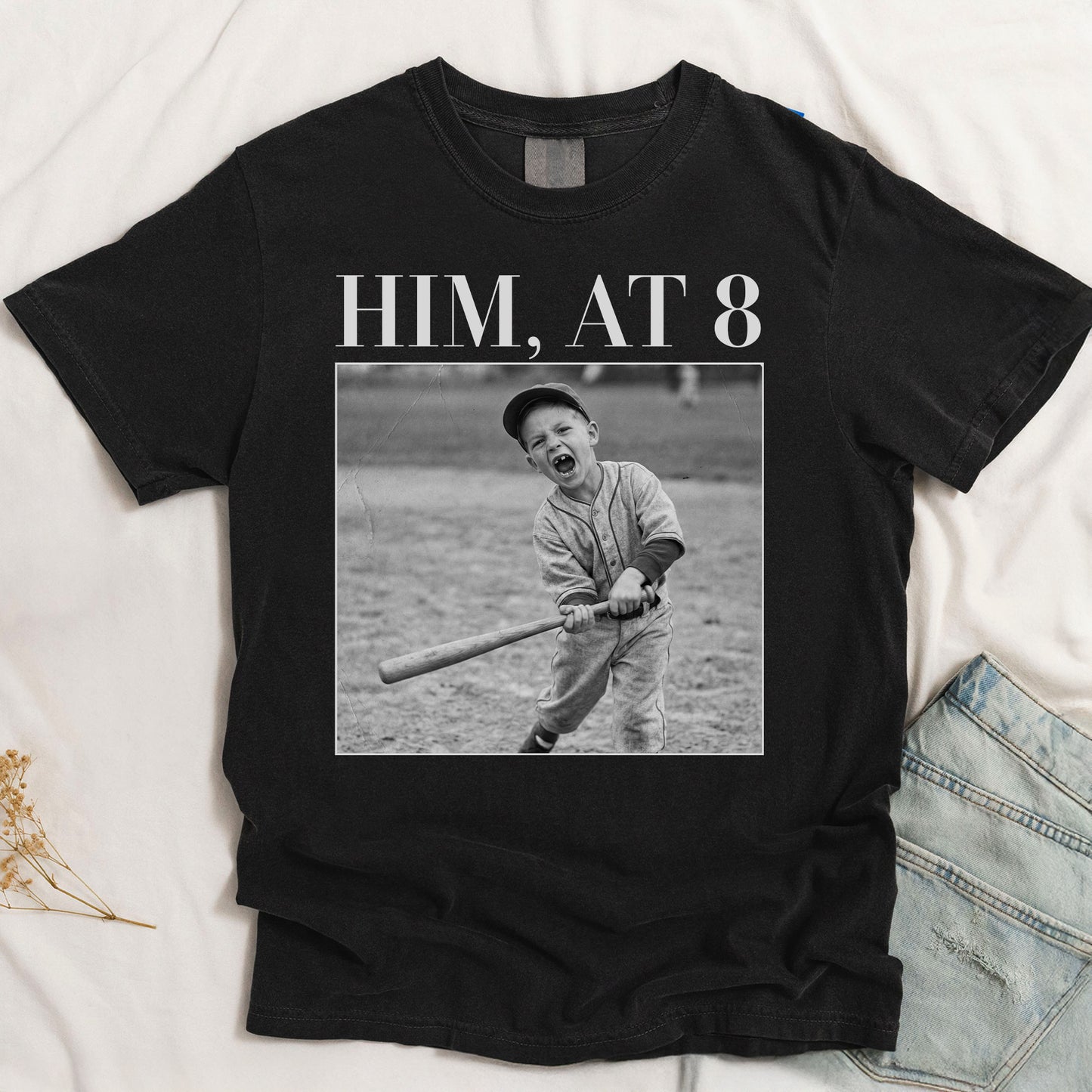 Custom Childhood Photo Of Him, Her - Personalized Photo Couple Matching Comfort Tee