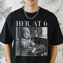 Custom Childhood Photo Of Him, Her - Personalized Photo Couple Matching Comfort Tee