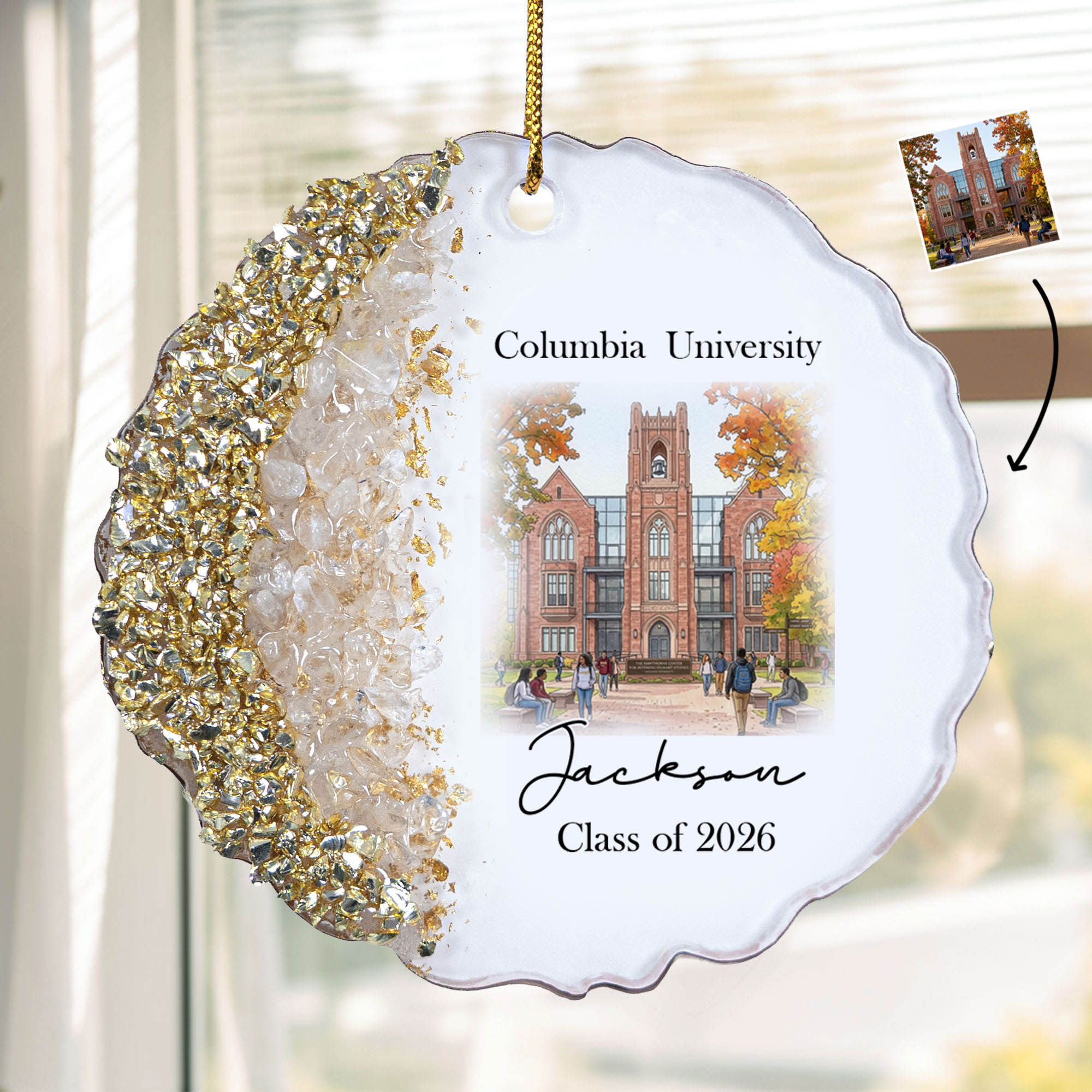 Custom College Photo Keepsake Graduation Gift - Personalized Resin Ornament