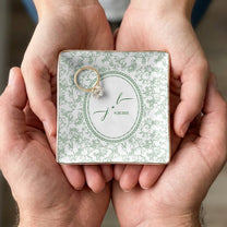 Custom Couple Initials & Date Toile De Jouy Ring Dish - Personalized Jewelry Dish