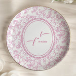 Custom Couple Initials & Date Toile De Jouy Ring Dish - Personalized Jewelry Dish