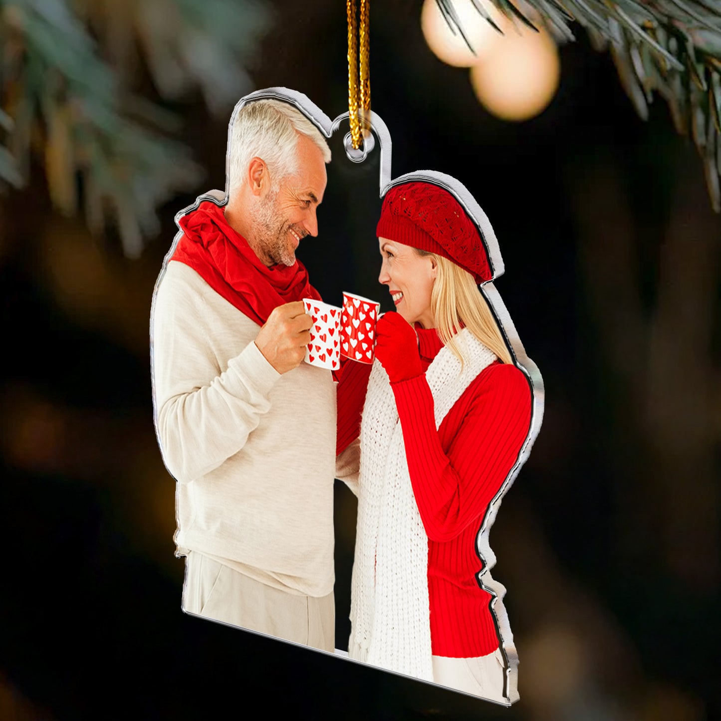 Custom Couple Photo Anniversary Gift - Personalized Acrylic Photo Ornament