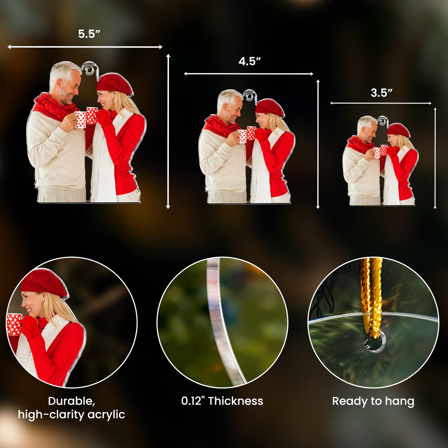 Custom Couple Photo Anniversary Gift - Personalized Acrylic Photo Ornament