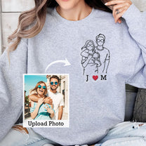 Custom Couple Photo - Personalized Embroidered Sweatshirt