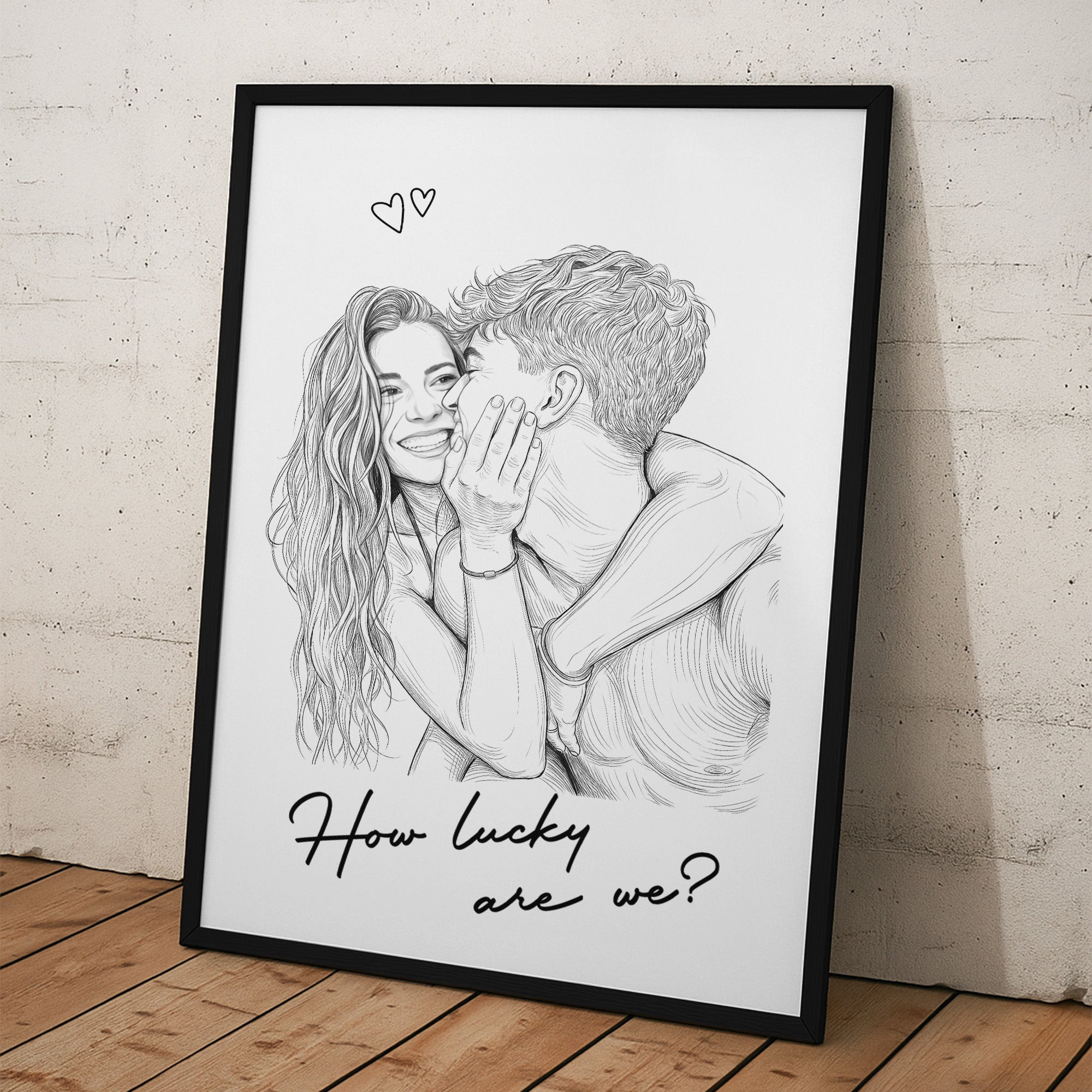 Custom Couple Photo Portrait How Lucky Are We Gift For Him, Her - Personalized Photo Poster